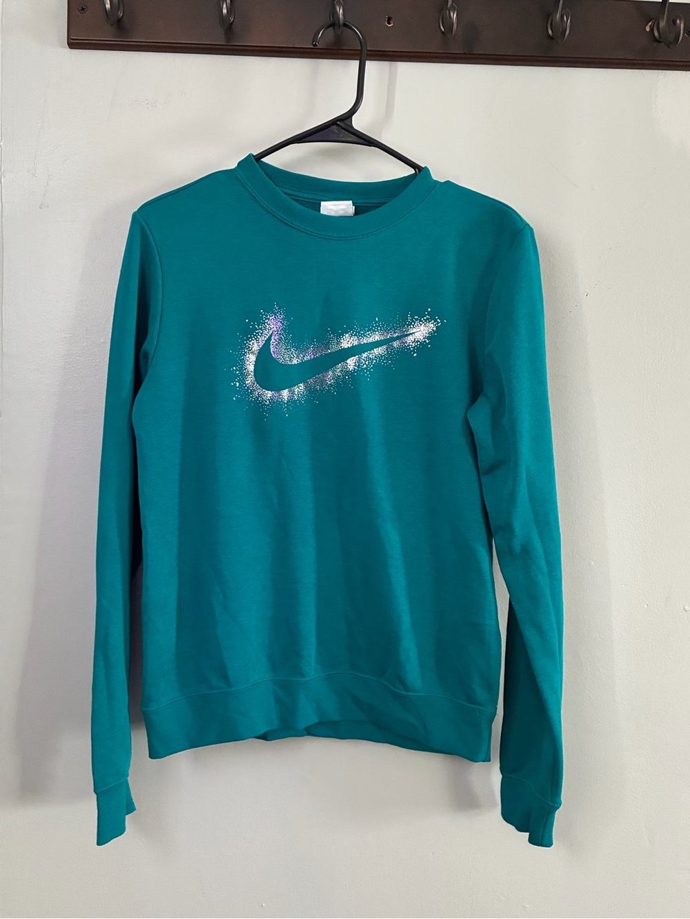 Nike Teal Crewneck Sweatshirt with Sparkle Swoosh